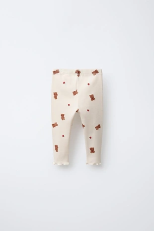 Легинсы в рубчик с принтом «медвежата»- Заказать в России