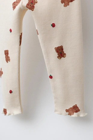 Легинсы в рубчик с принтом «медвежата»- Заказать в России