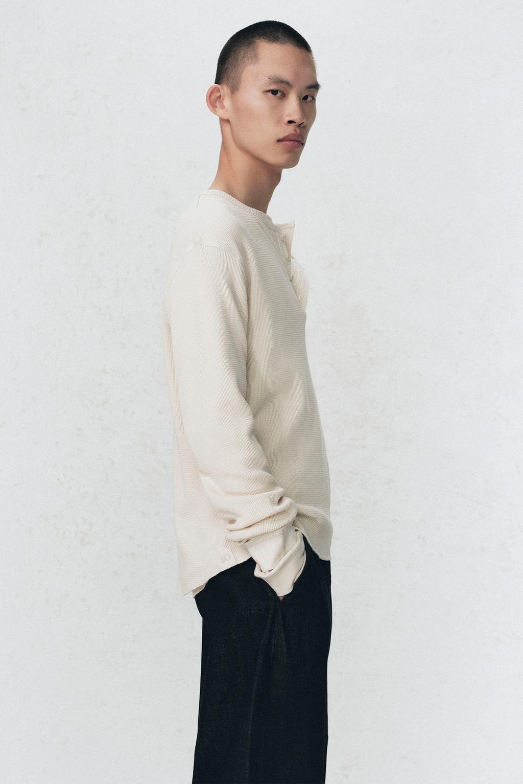 Рубашка с воротником henley из вафельного трикотажа soshiotsuki x zara