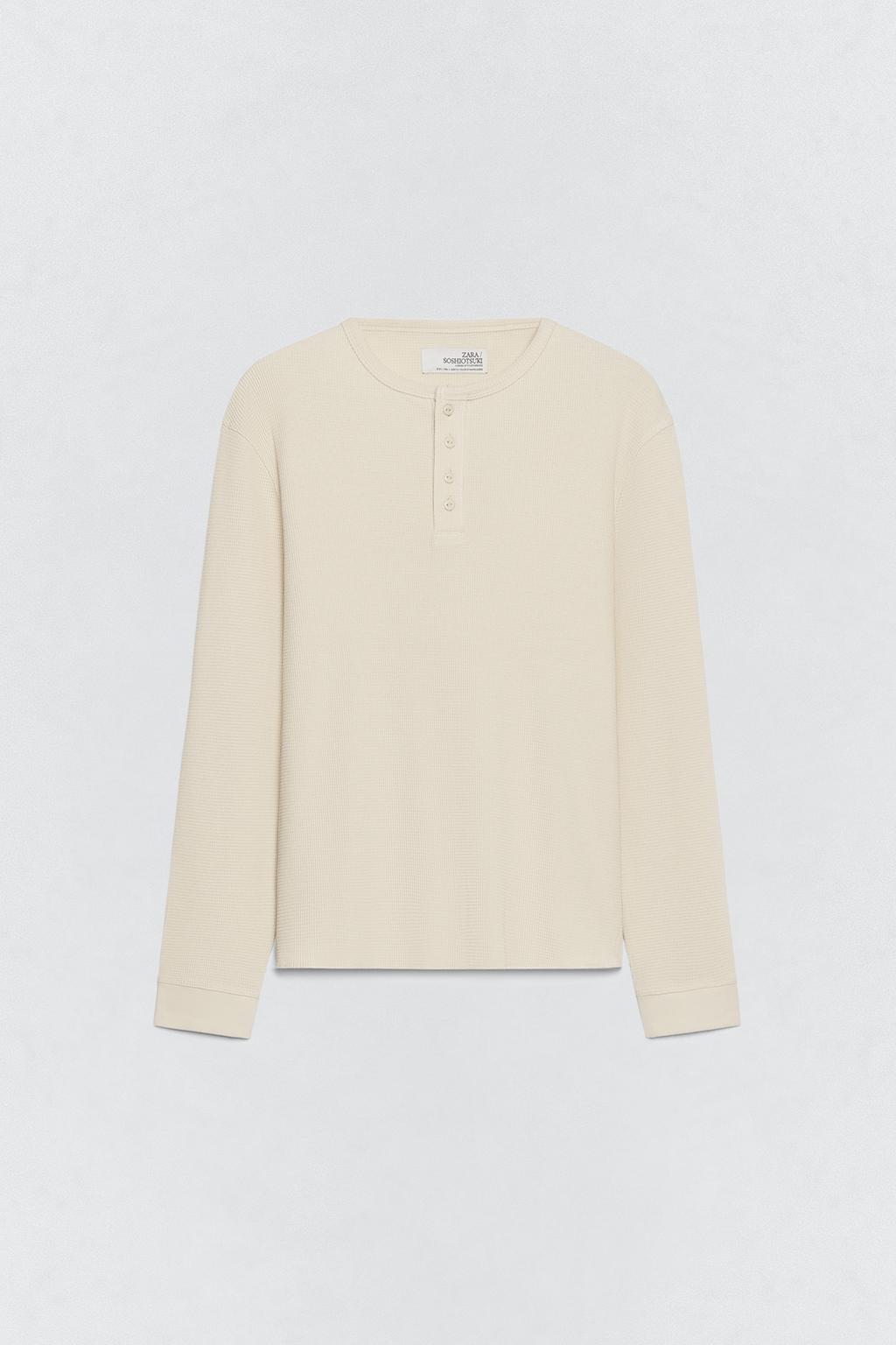 Рубашка с воротником henley из вафельного трикотажа soshiotsuki x zara