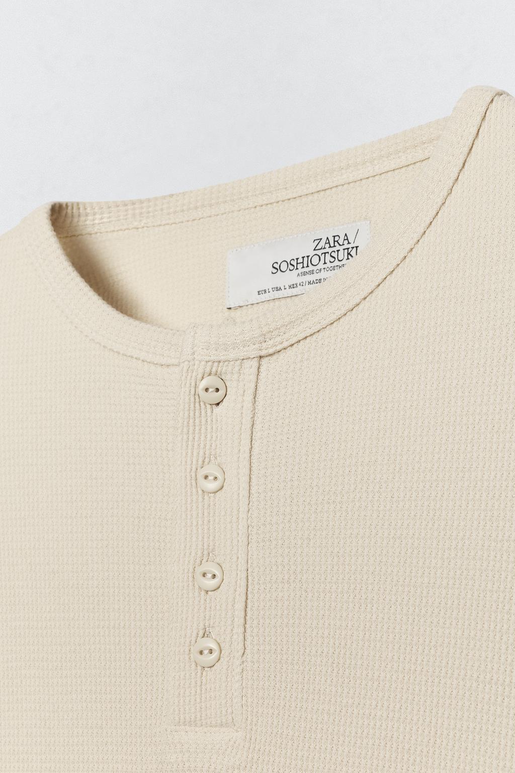 Рубашка с воротником henley из вафельного трикотажа soshiotsuki x zara