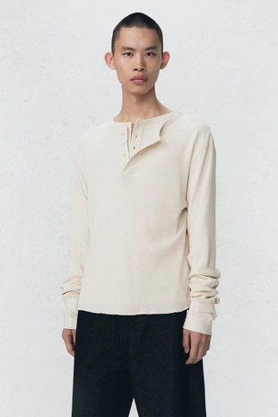 Рубашка с воротником HENLEY из вафельного трикотажа SOSHIOTSUKI X ZARA- Заказать в России