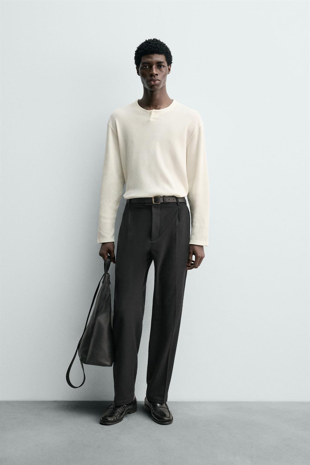 ФУТБОЛКА С ВОРОТНИКОМ ИЗ ТКАНИ ВАФЕЛЬНОГО ПЛЕТЕНИЯ