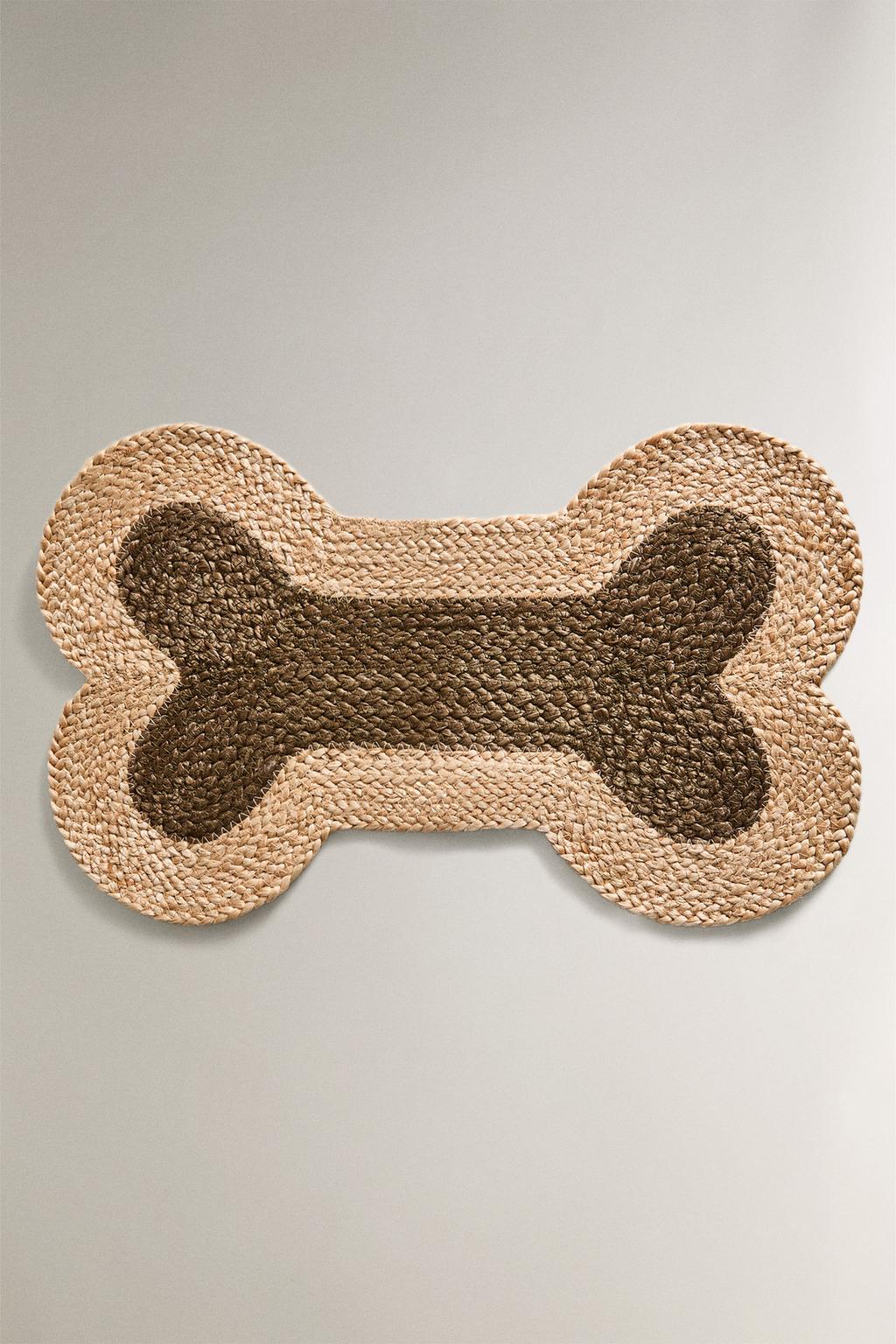 Коврик для питомца из джута в форме кости