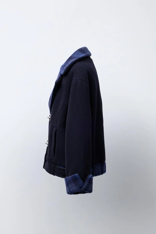 Пальто из смесовой шерсти в клетку- Заказать в России