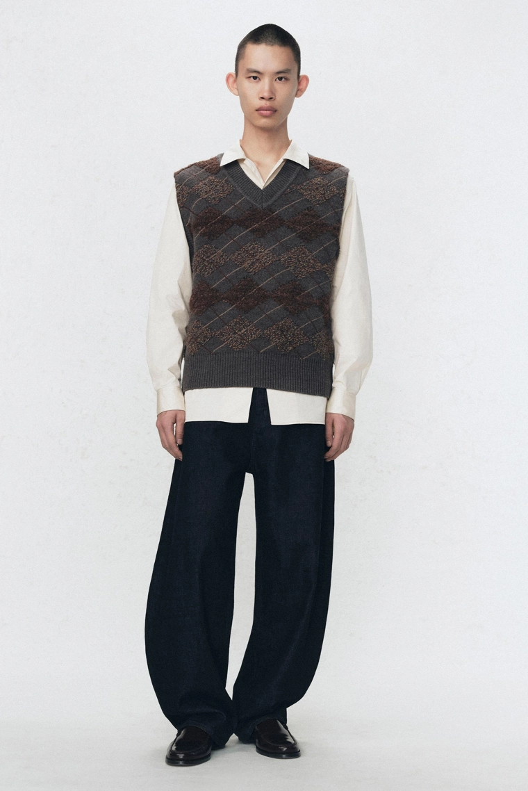 Жилет вязаный с узором аргайл Zara «Soshiotsuki»