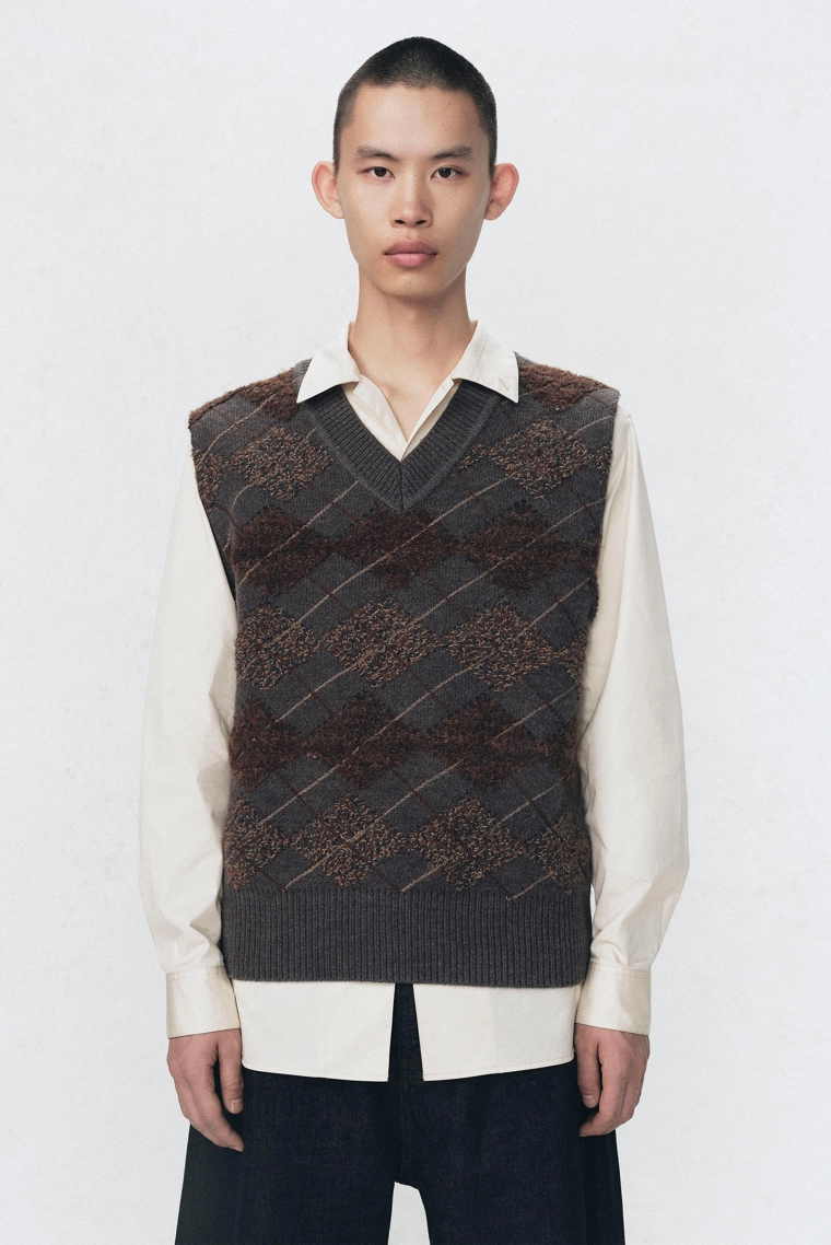 Жилет вязаный с узором аргайл Zara «Soshiotsuki»