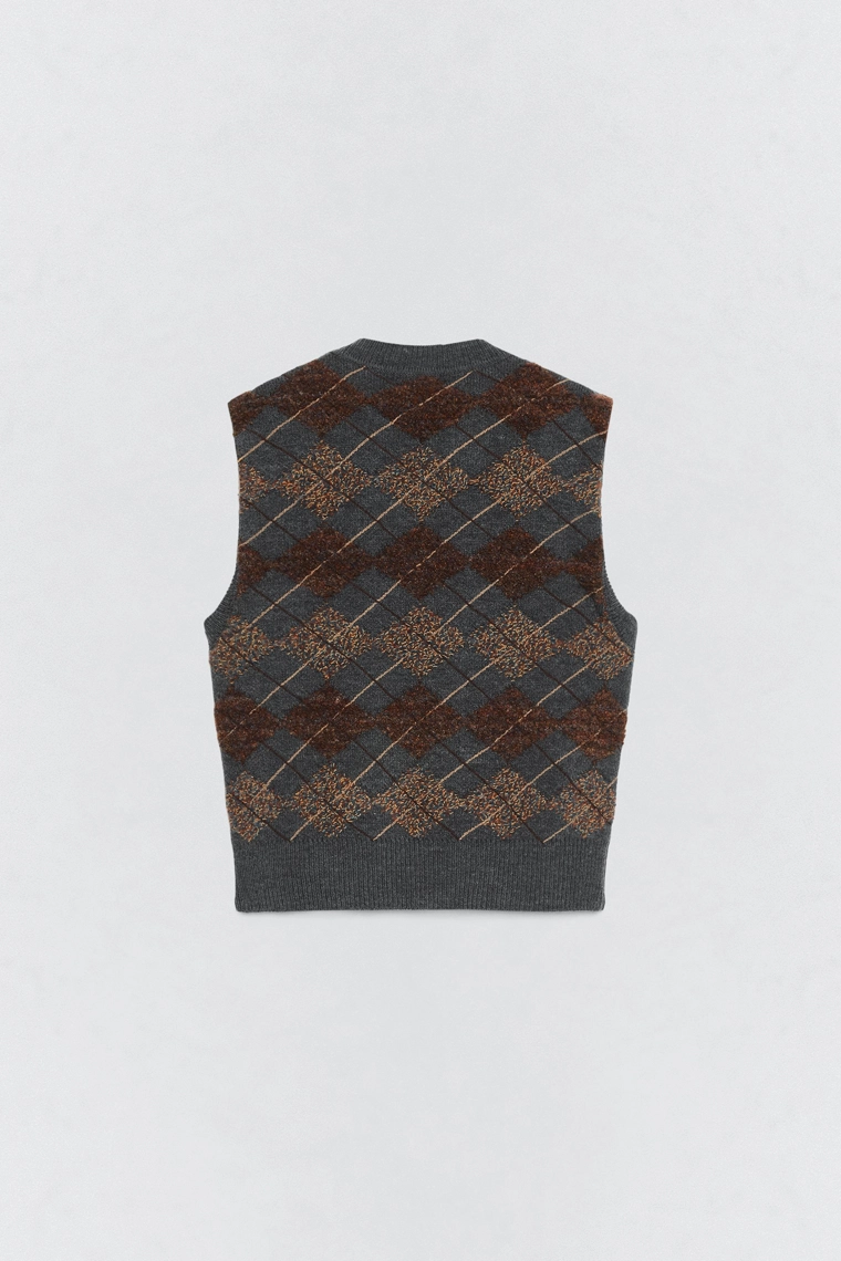 Жилет вязаный с узором аргайл Zara «Soshiotsuki»