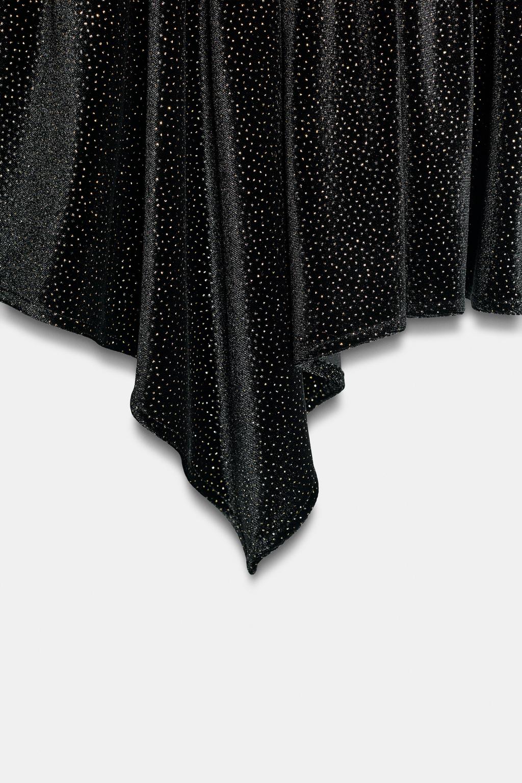 БАРХАТНОЕ МИНИ-ПЛАТЬЕ С БЛЁСТКАМИ