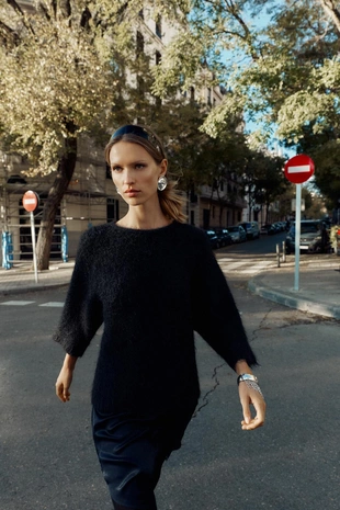 Свитер с комбинированным кружевом- Заказать в России