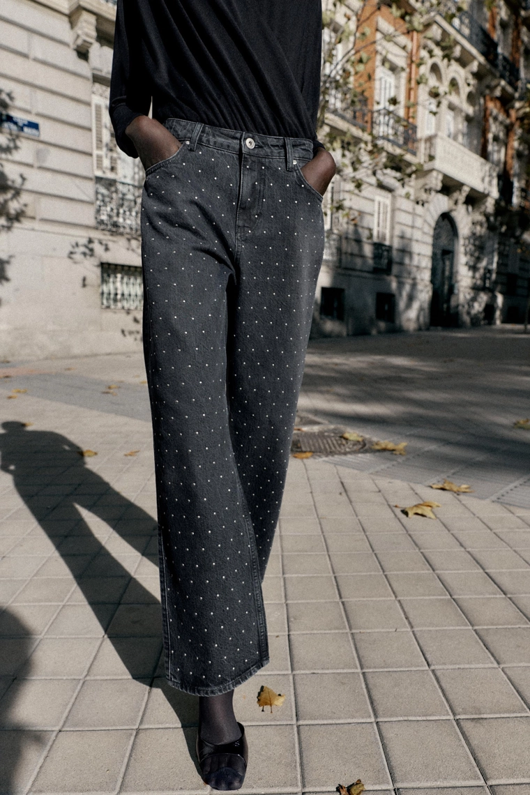 Джинсы loose straight с высокой талией и блестками z1975