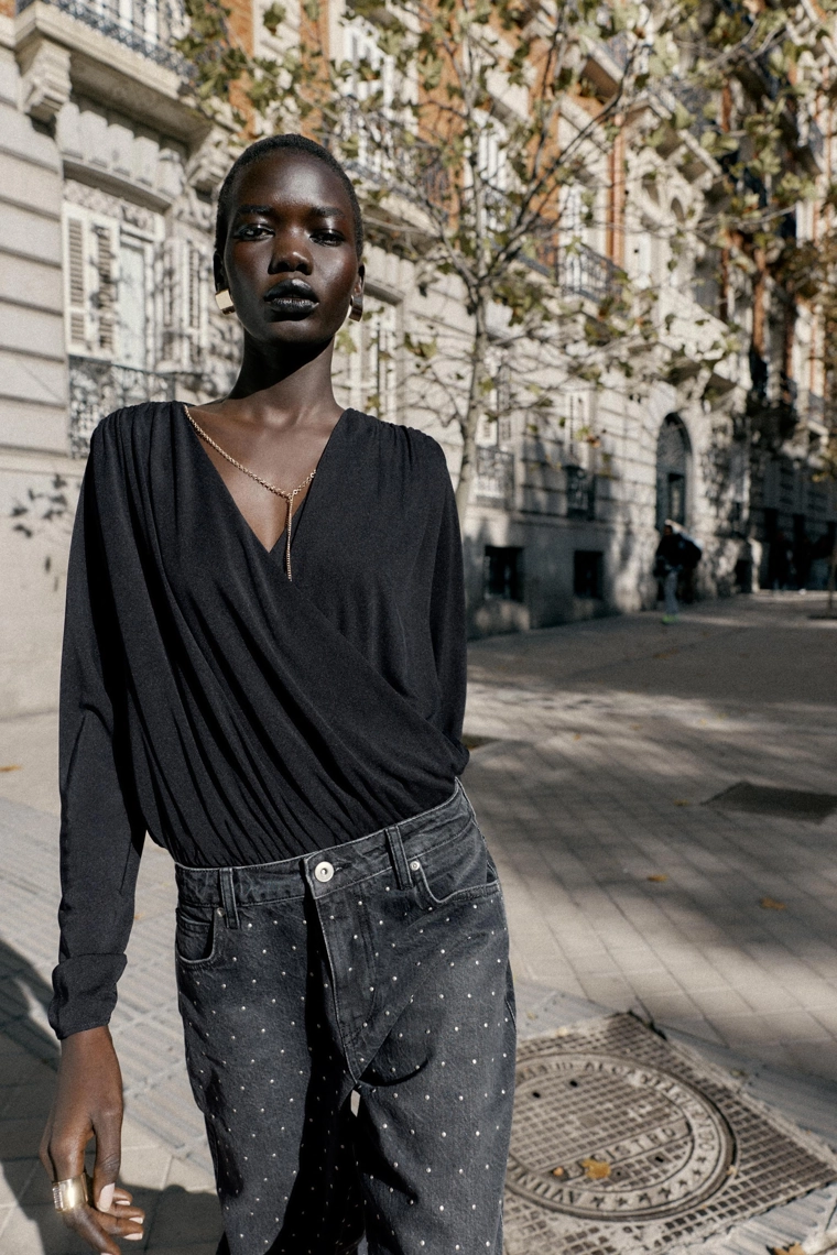 Джинсы loose straight с высокой талией и блестками z1975