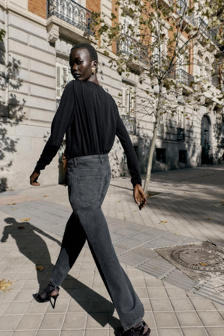 Джинсы loose straight с высокой талией и блестками z1975