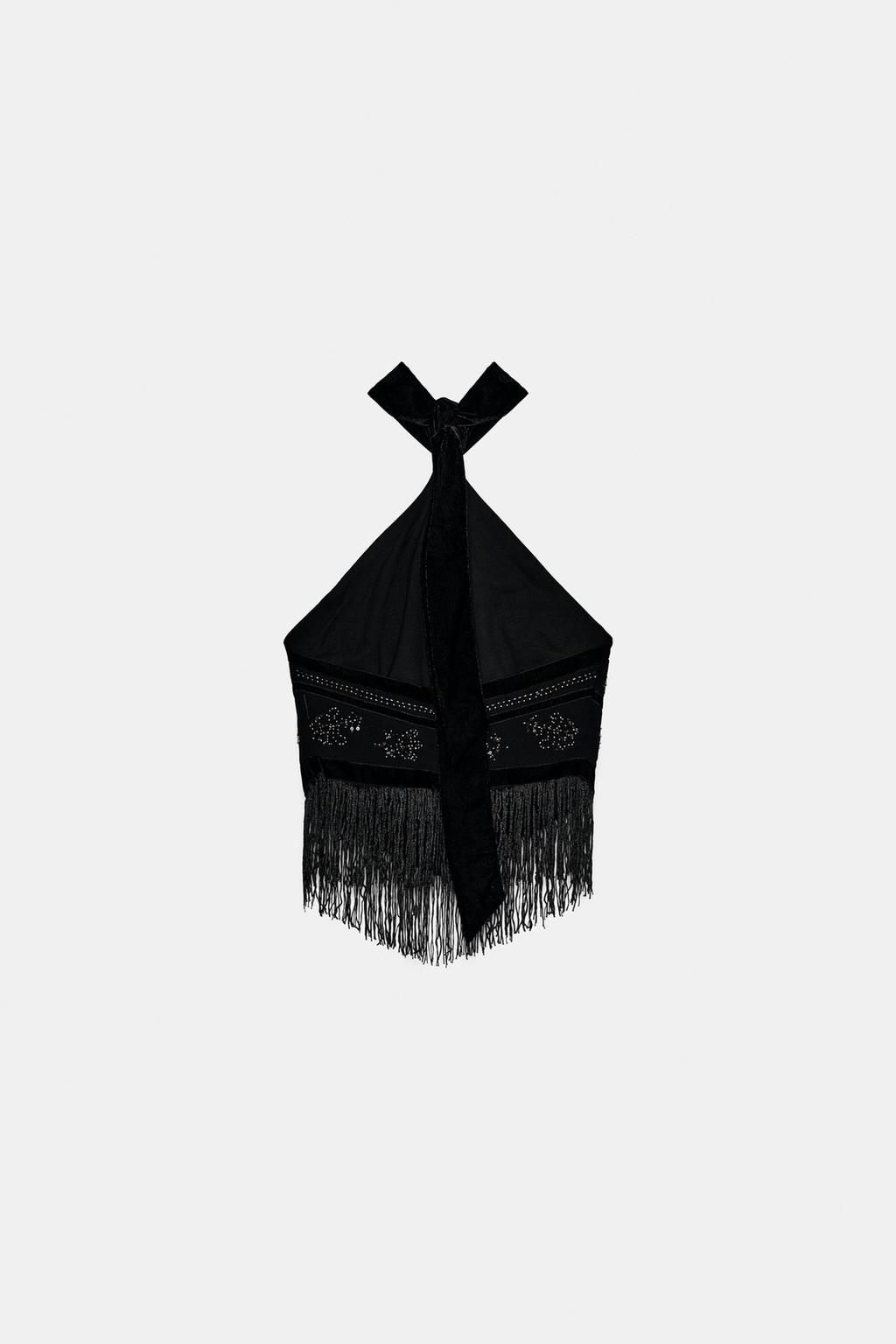 ТОП ИЗ ЖОРЖЕТА С ГОРЛОВИНОЙ ХАЛТЕР И БУСИНАМИ