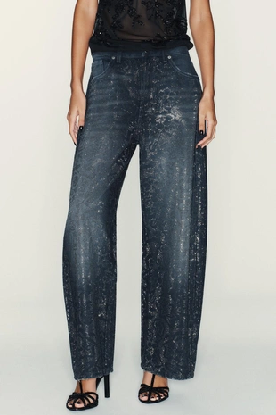 Джинсы TRF BAGGY со стразами