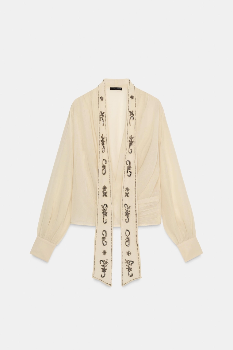 Рубашка из георгетты с бисером