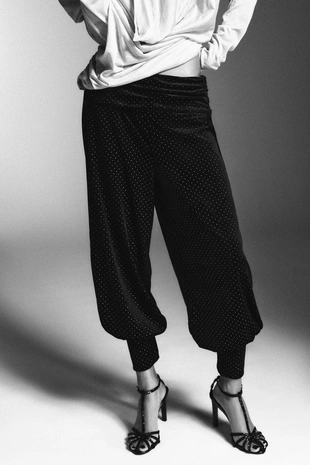 Блестящие бархатные брюки BAGGY- Заказать в России