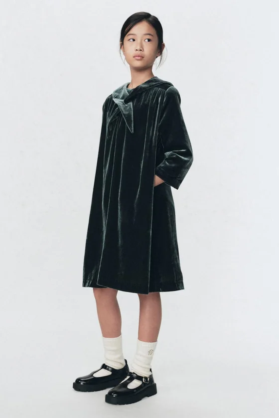 Бархатное платье с съемным шарфом Zara «Soshiotsuki»