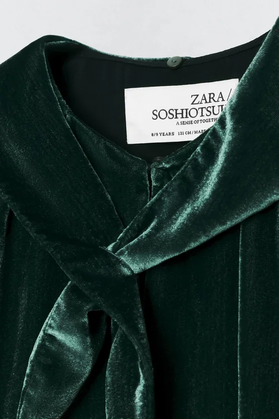 Бархатное платье с съемным шарфом Zara «Soshiotsuki»