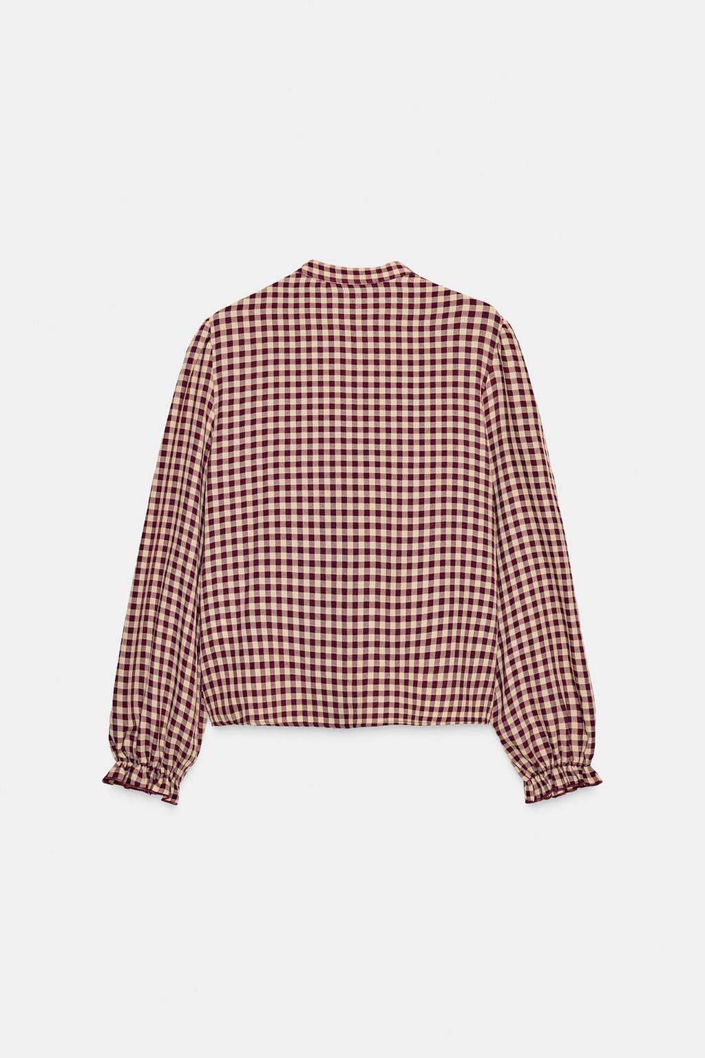 БЛУЗА В КЛЕТКУ ВИШИ С ВОЛАНАМИ