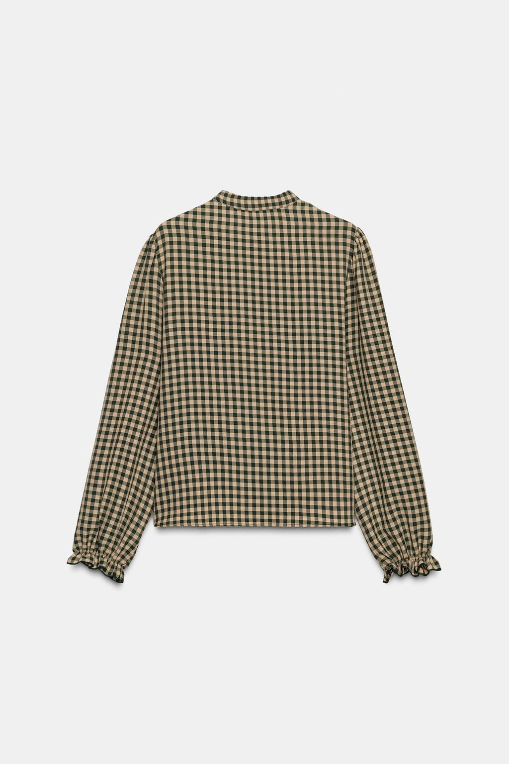 БЛУЗА В КЛЕТКУ ВИШИ С ВОЛАНАМИ
