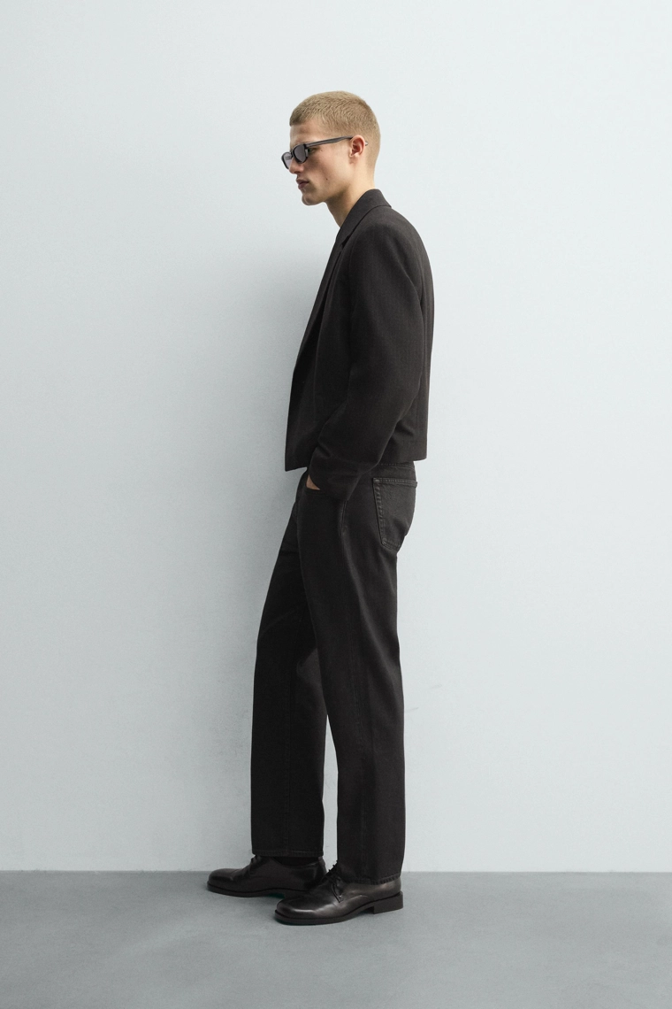 Укороченный пиджачный пиджак в полоску