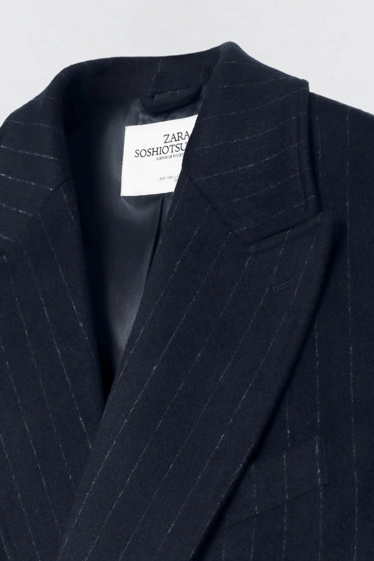 Пальто с зауженными полосками soshiotsuki x zara