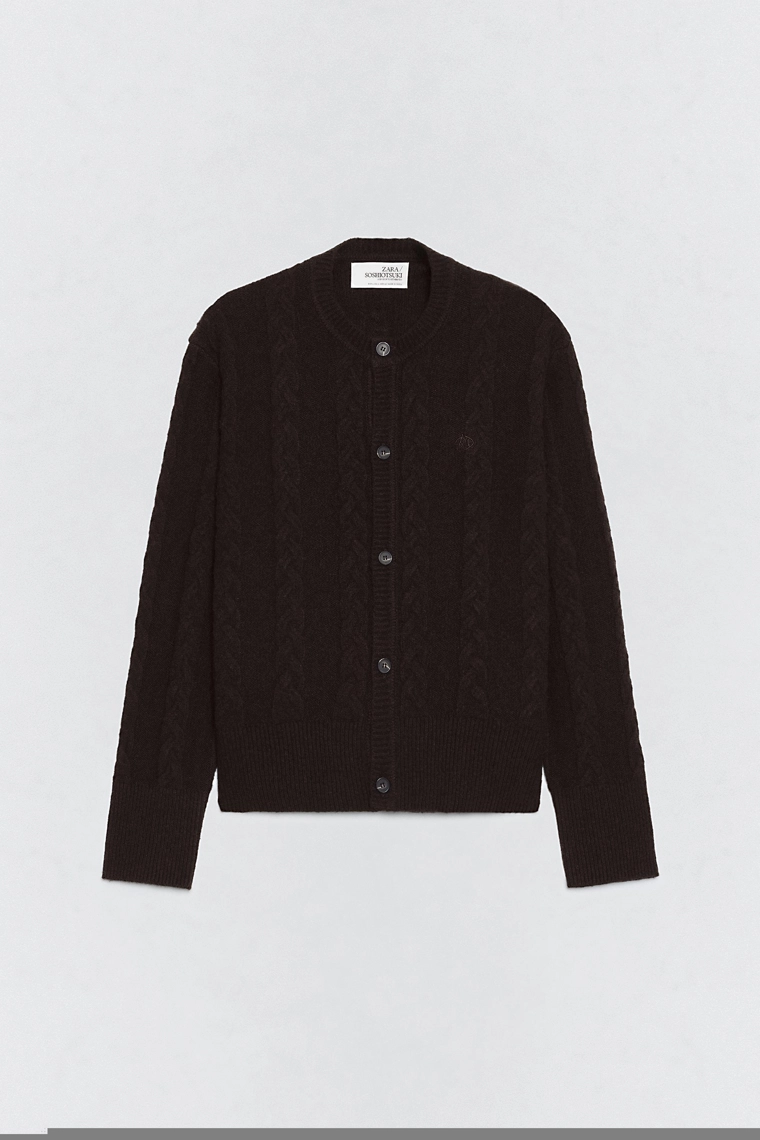 Кардиган из вязаной шерсти со сплошным узором soshiotsuki x zara