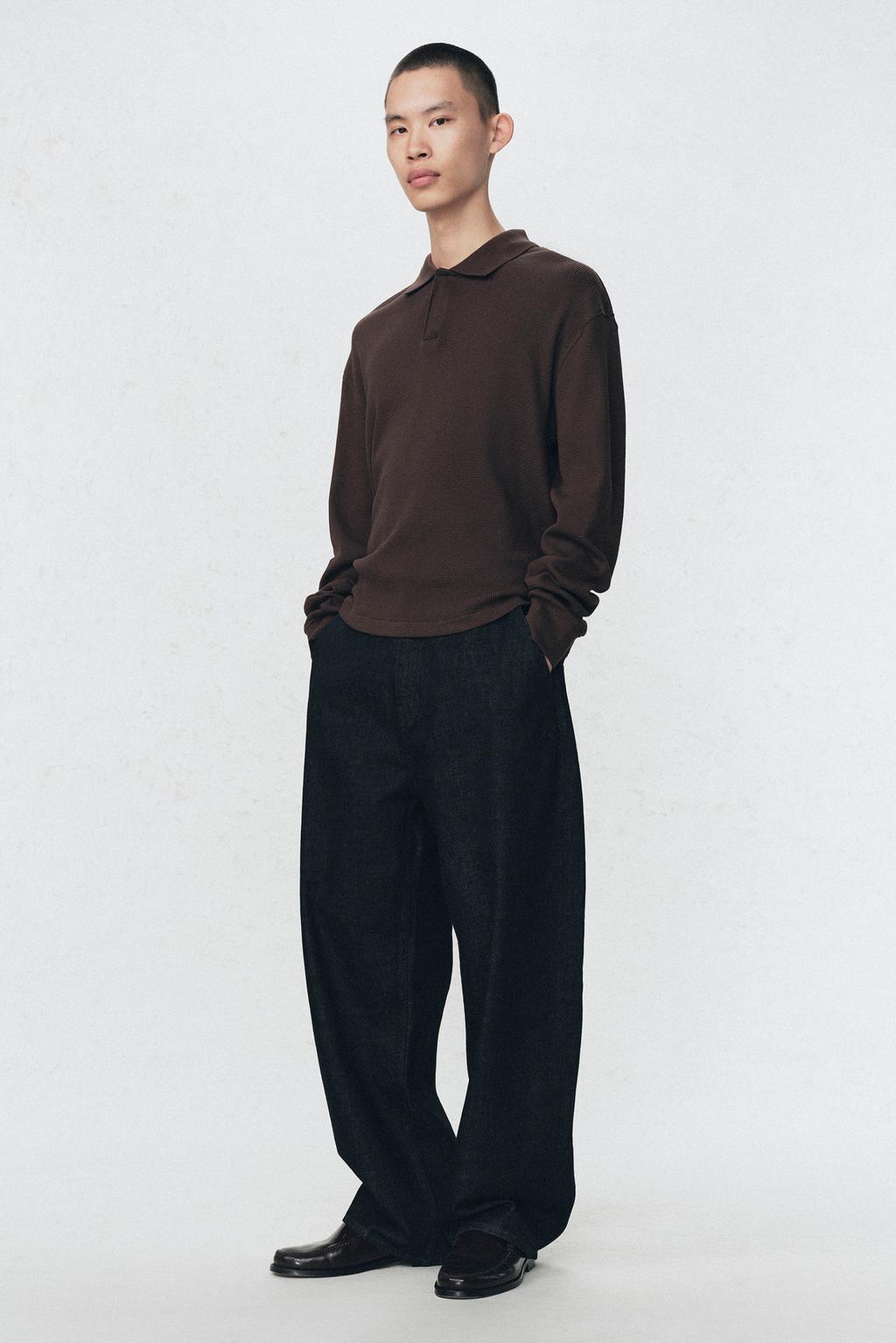 Поло с текстурным вязаным узором soshiotsuki x zara