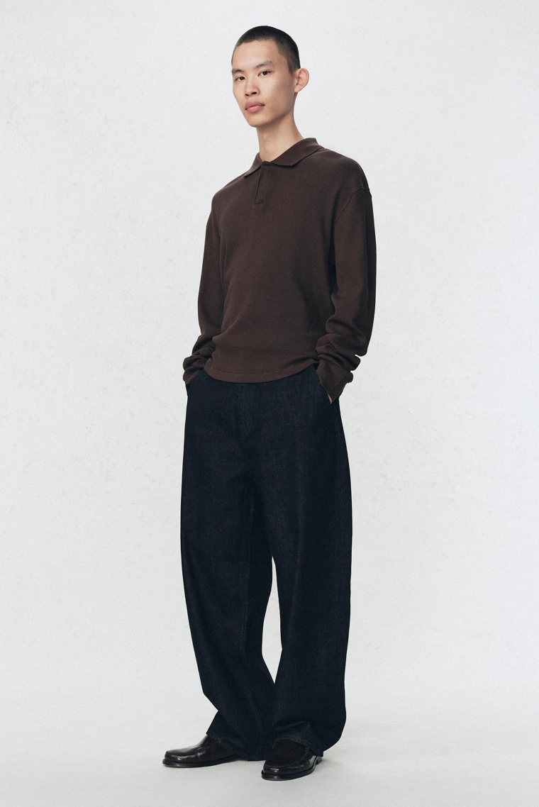 Поло с рельефным вязаным узором soshiotsuki x zara