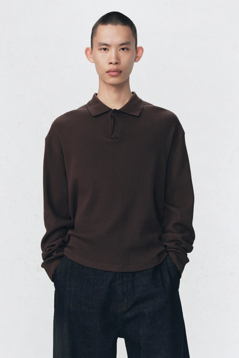 Поло с рельефным вязаным узором soshiotsuki x zara