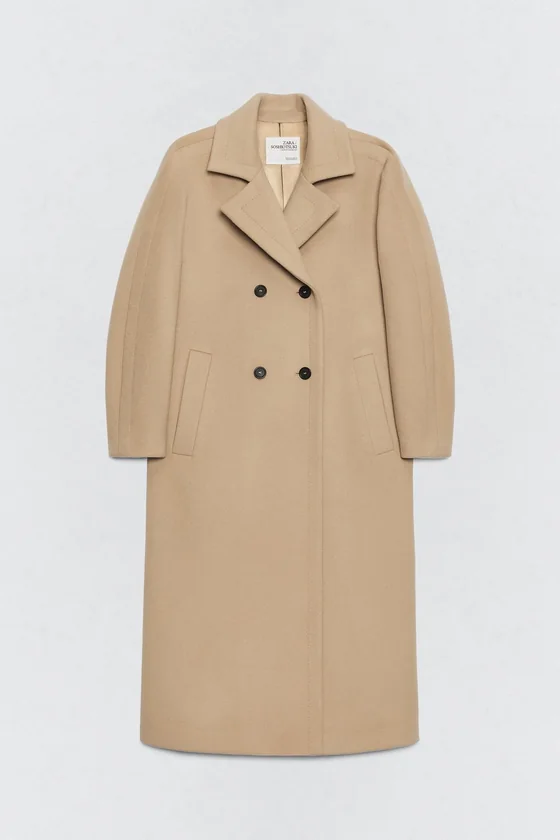 Пальто из шерстяно-миксовой пряжи Zara «Soshiotsuki»