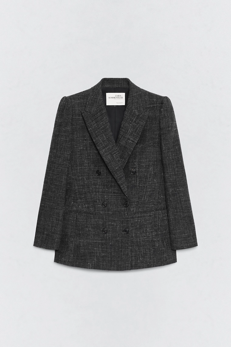 Двубортный пиджак с шерстью soshiotsuki x zara