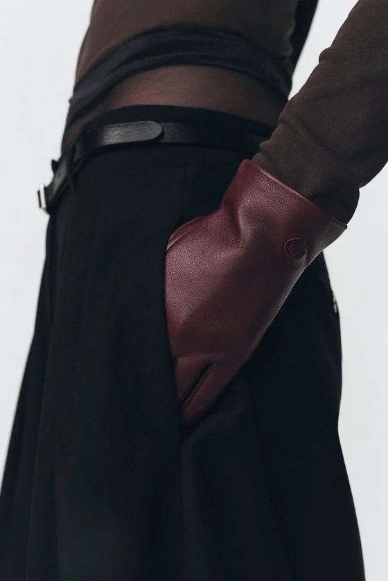 Кожаные перчатки с вышивкой Zara «Soshiotsuki»