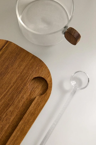 Стеклянная кружка с подносом из боросиликатного стекла- Заказать в России