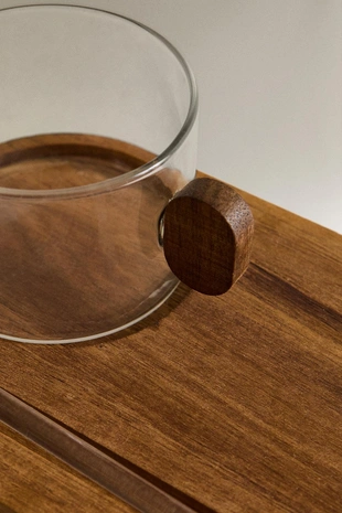 Стеклянная кружка с подносом из боросиликатного стекла- Заказать в России