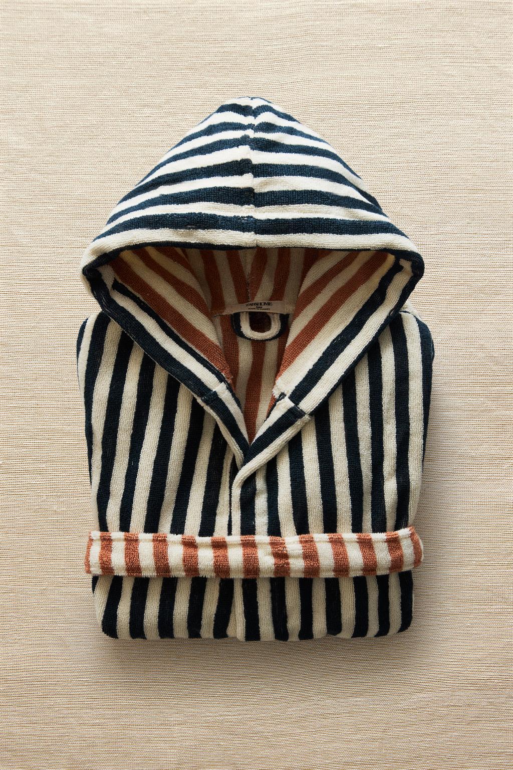 Детский халат с полосками, двусторонний