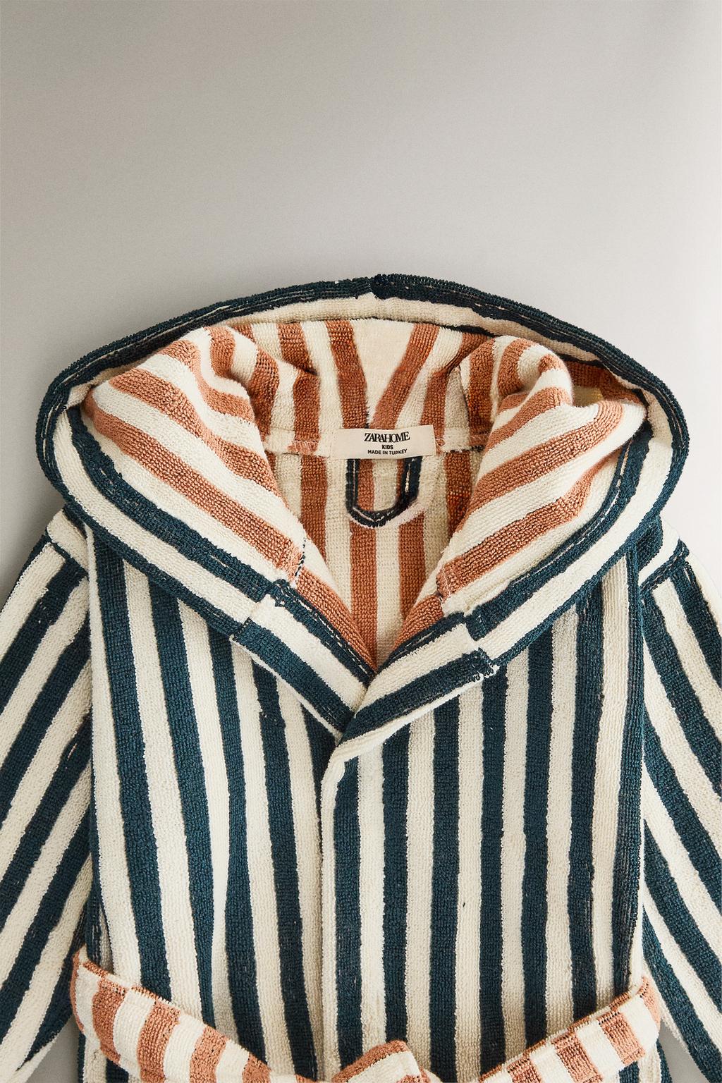 Детский халат с полосками, двусторонний