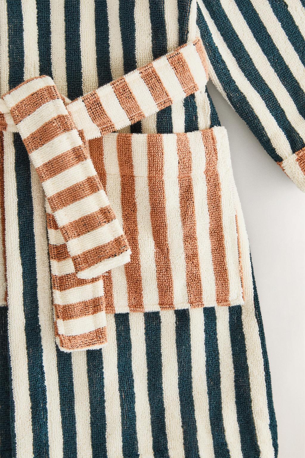 Детский халат с полосками, двусторонний