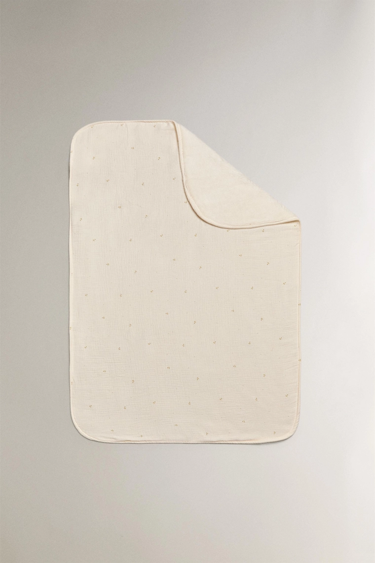 Детский плед с цветочным узором из флиса и муслина