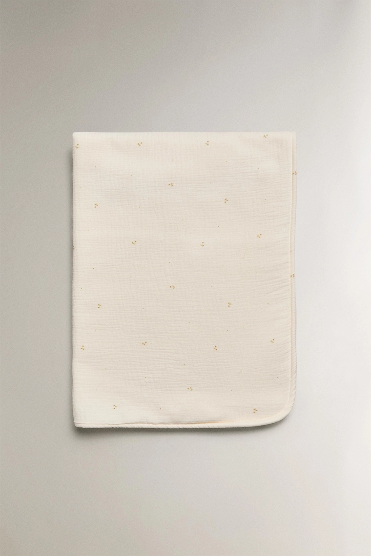 Детский плед с цветочным узором из флиса и муслина