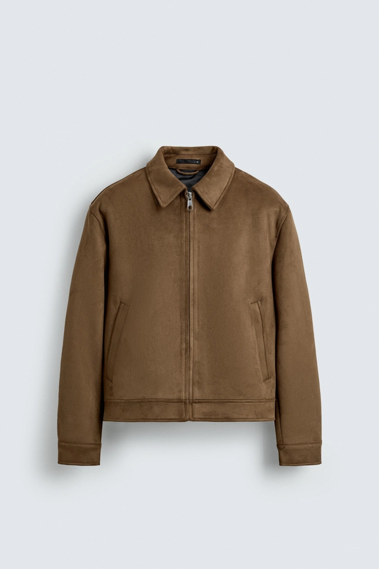 Короткий пиджак из искусственной замши