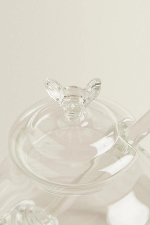 Банка для меда из боросиликатного стекла с рисунком пчелы на крышке- Заказать в России