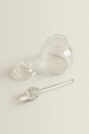 Банка для меда из боросиликатного стекла с рисунком пчелы на крышке- Заказать в России