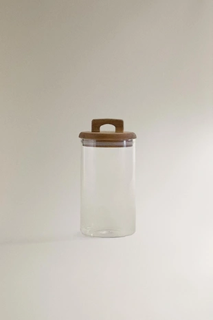 Банка для хранения из боросиликатного стекла и дерева- Заказать в России