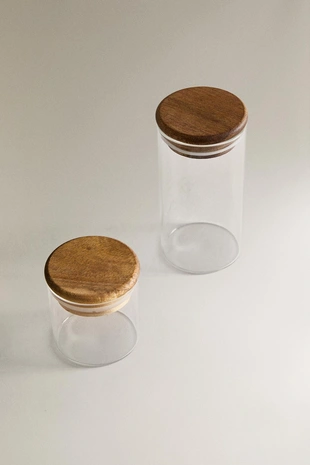 Стеклянная банка для хранения кухонных принадлежностей из дерева акации- Заказать в России