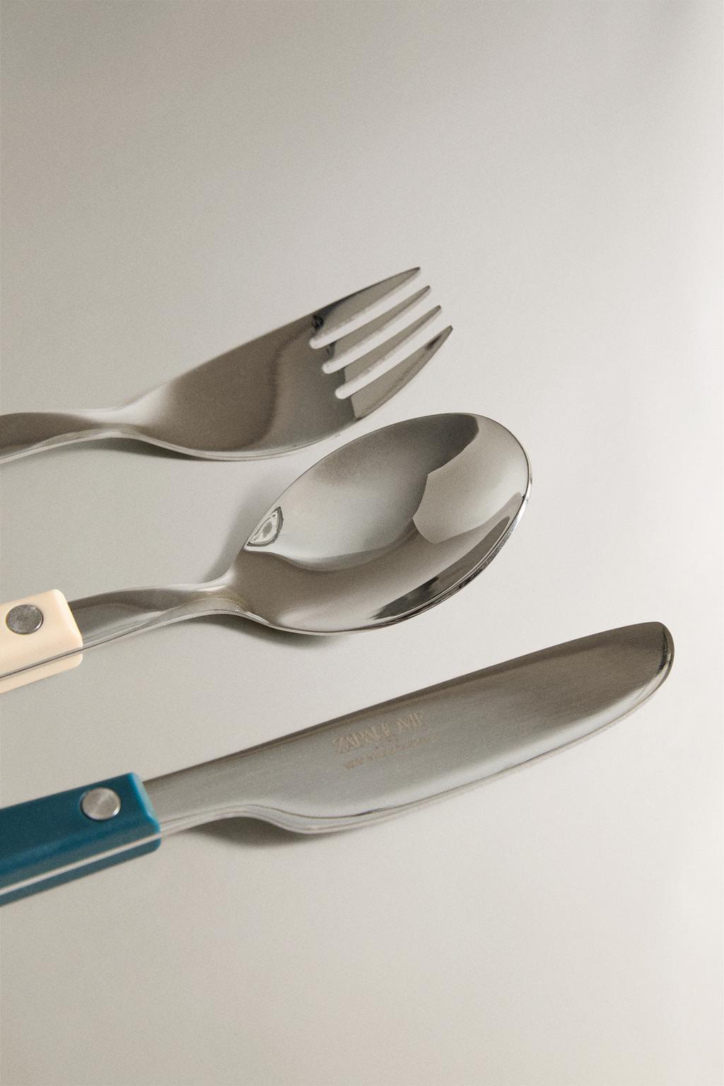 Набор детских столовых приборов в теплых тонах (набор из 3 шт.)