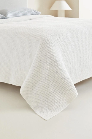 Покрывало из хлопка с мини-вафельным узором- Заказать в России