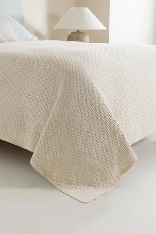 Покрывало из мини-вафельной вязки из хлопка- Заказать в России