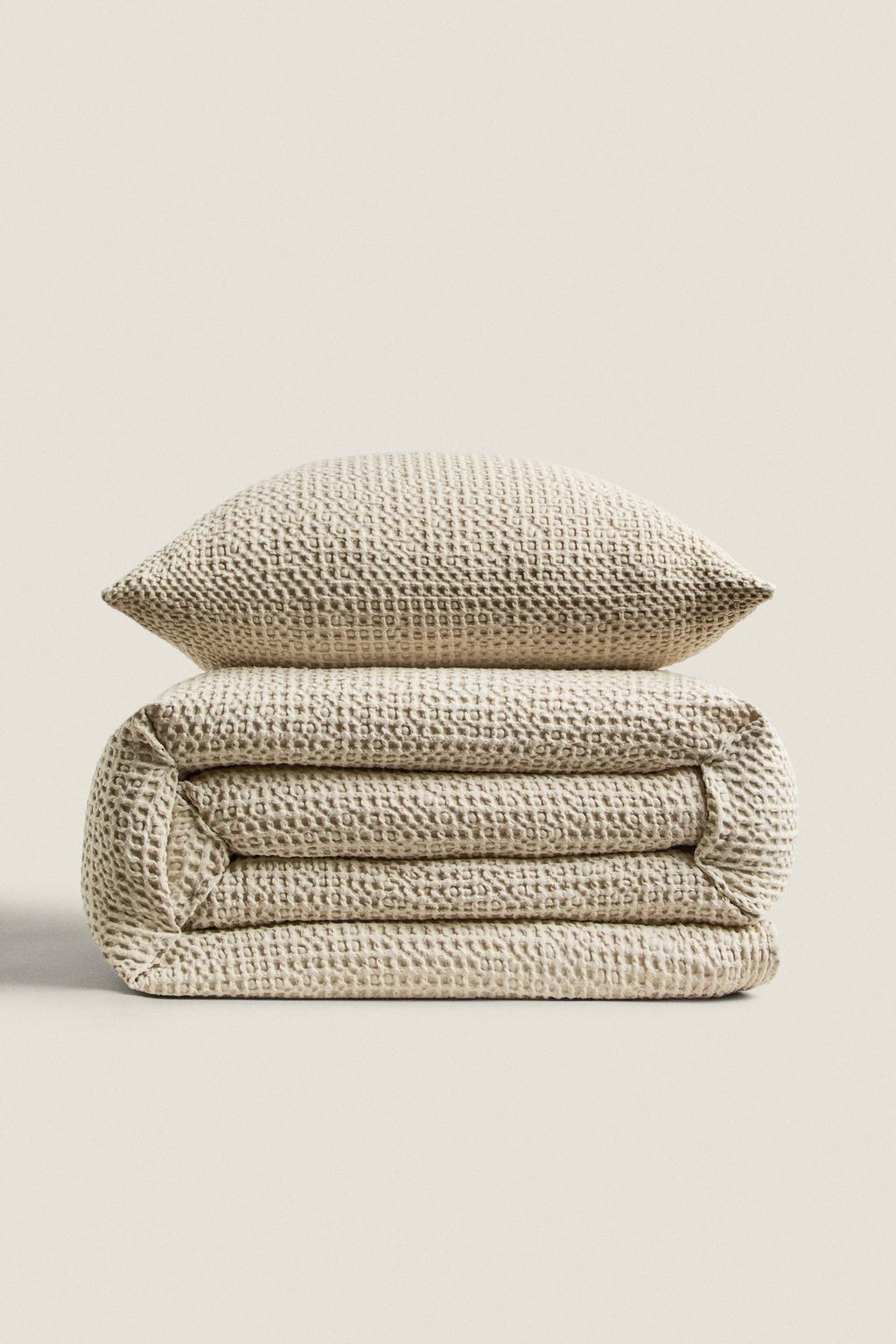 Покрывало из мини-вафельной вязки из хлопка